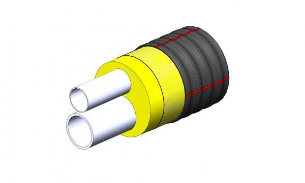 Труба ГПИ Тандем PE-Xa 95˚C 0.6 МПа 40+40/125 (40х3,7+40х3,7)/125